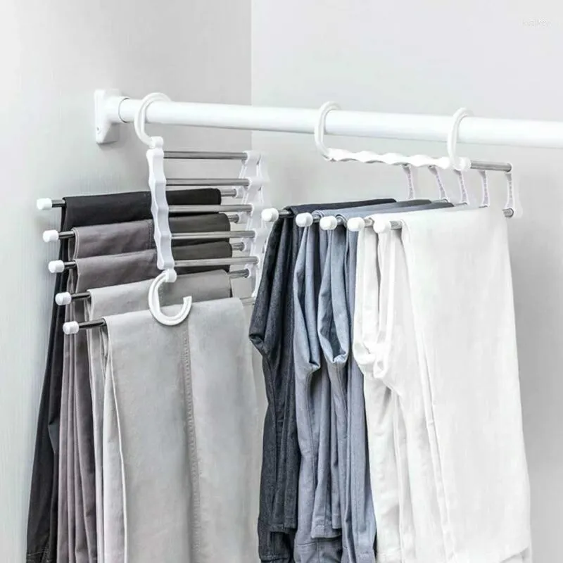 Cintres 5 en 1 multi-fonctionnels vêtements pantalons support de rangement permettant de gagner de l'espace cintre en acier inoxydable outils ménagers