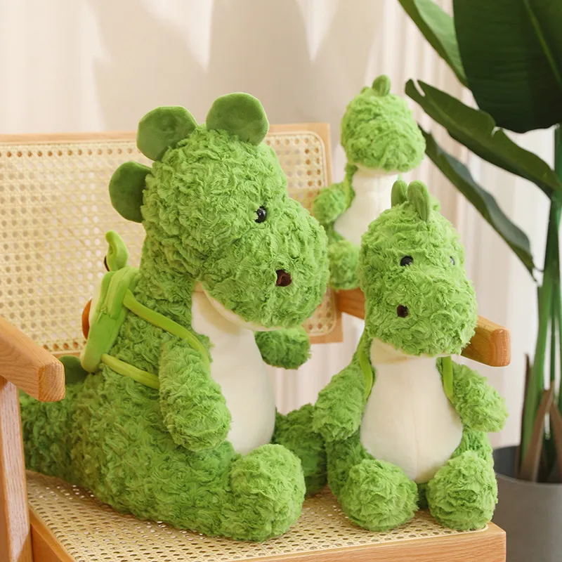 Ładne Kawaii Green Dinosaur Pluszowa zabawka Śliczne miękkie lalki dino z plecakiem z awokado nadziewana poduszka dla zwierząt dla dzieci Prezenty