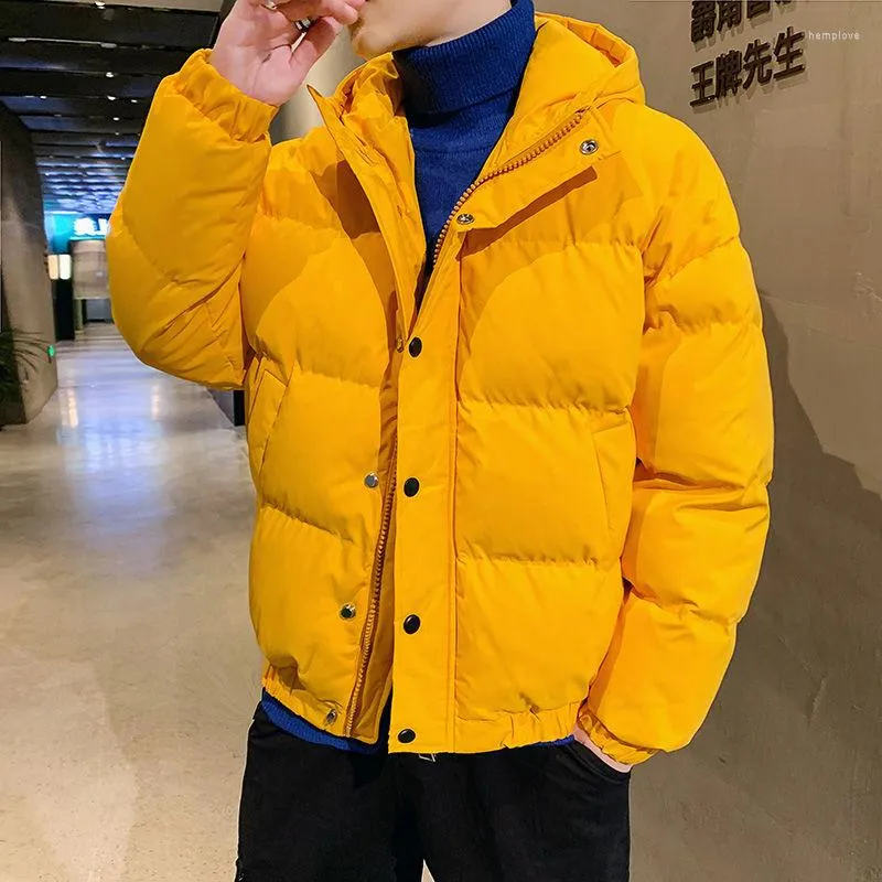 Men's Down 2023 Winter Fashion Jacket Men Solid Color Parkas Zipper Men's Hooded Warm Thick Puffer Male Casual Cotton Parka B573