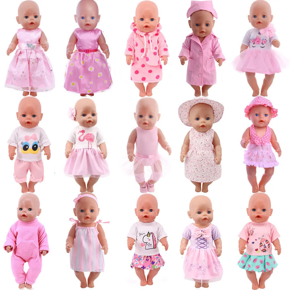 Doll Accessories Lovely Pink Series Clothes Swimwear Mini Bow Dress For 43Cm Rebirth 18Inch Baby DIY Toy Gifts 230322