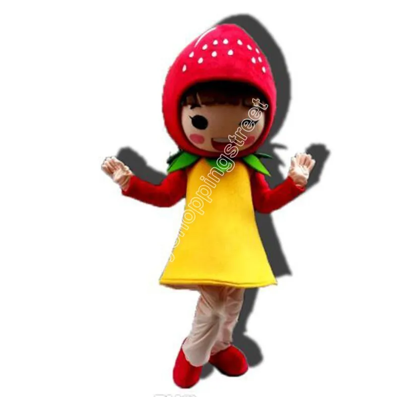 Hot Sales Strawberry Girl Mascot Costumes Cartoon theme fancy dress High School mascot Ad Apparel