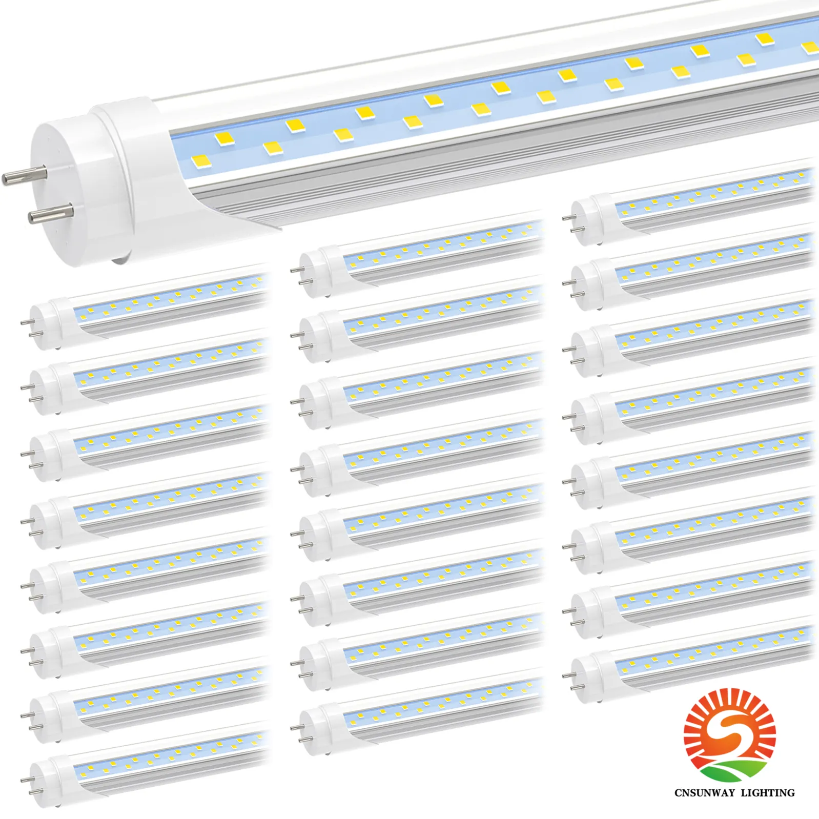 Lampadine a tubo LED da 4 piedi, G13 24 W 6000 K, tubi fluorescenti T8 T10 T12 Sostituzione da 48 pollici, rimozione zavorra, alimentazione dual-end, trasparente, magazzino garage da 4 piedi