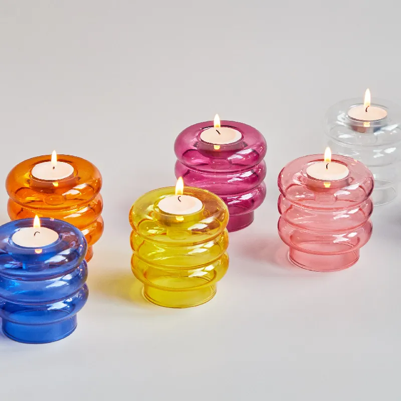 Candeliere a doppio scopo Portacandele conici Candelieri in vetro Tealight per la decorazione domestica di nozze Centrotavola per vasi per feste