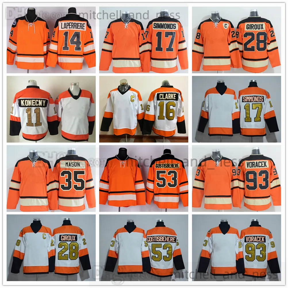 14 Sean Couturier 2012 Winter Classic Hockey Chandails Film 17 Wayne Simmonds 28 Claude Giroux 53 Shayne Gostisbehere 93 Jakub Voracek 16 Bobby Clarke Brayden Schenn