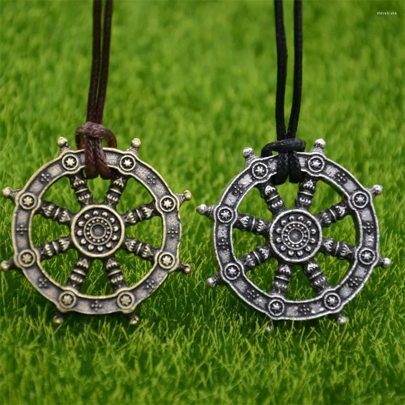Pendentif Colliers 10 Pcs Roue De Vie Samsara Bouddhiste Bijoux Dharma Amulette Talisman Bouddha Collier En Gros