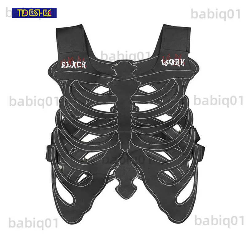 Men's T-Shirts Hip Hop Punk Fashion Creativity Designer Vest Men's Adjustable Skeleton Vest Men and Women Streetwear Clothing T230321