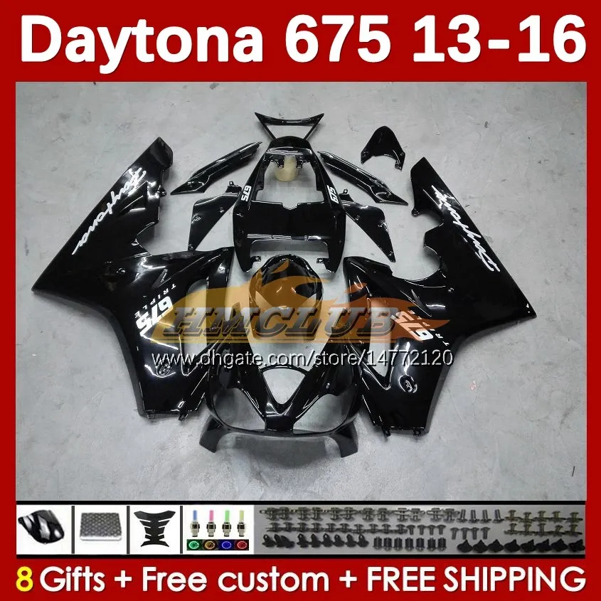 OEM Fairings Kit för Daytona 675 675R 13 14 15 16 2013 2014 2015 2016 Moto Bodyworks 166no.104 Daytona675 Body Daytona 675 R 2013-2016 Motorcykelmässa svart lager