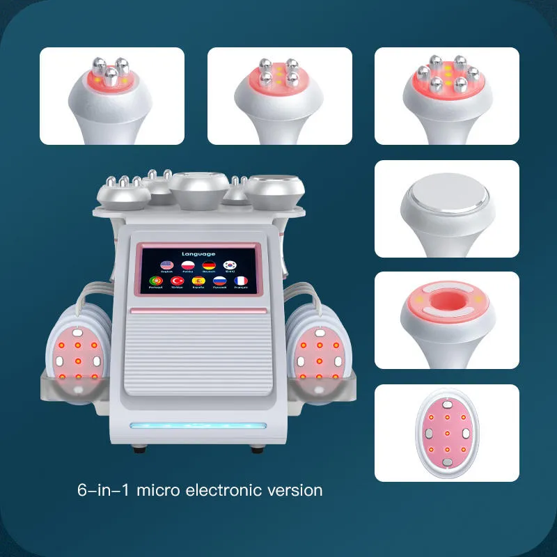 Novo 80k RF Cavitação Cavitação A vácuo Redução da máquina de emagrecimento 6 em 1 Cavitação de gordura RF A gordura de vácuo Reduza a perda de peso da face de massagem Máquina de massagem