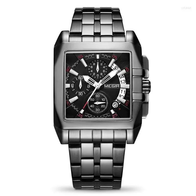 Montres-bracelets homme d'affaires montre hommes montres de luxe Original Megir tendance multi-fonction chronographe bande en acier Quartz transfrontalier