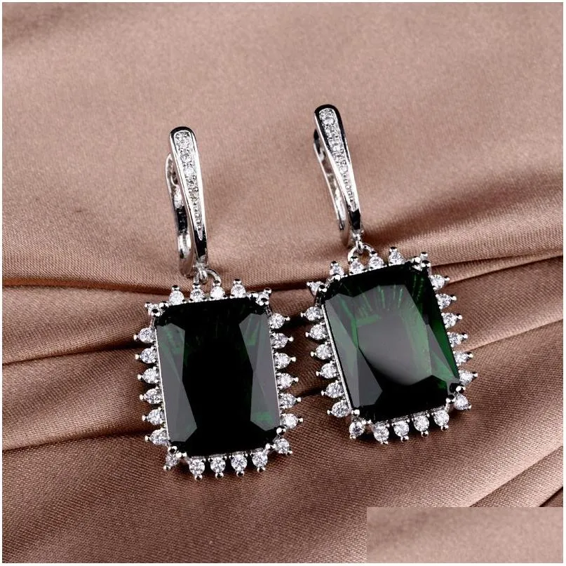 Stud Bohe Lab Sapphire dingle örhänge 925 Sterling Sier Party Drop Earrings For Women Bridal Promise SMEEXCH LEVERING DHCCS