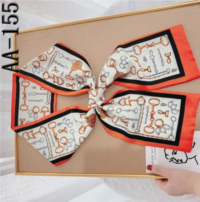 15style Fashion Letters Print Imitate Silk Scarf Neckerchief for Women Long Handle Bag Scarves Shoulder Tote Luggage Ribbon Head Wrap 150-15cm