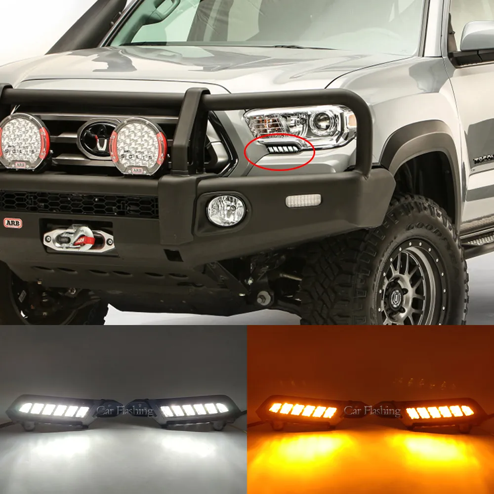 Auto DRL voor Toyota Tacoma 2016 2017 2018 2019 2020 2021 2022 LED Daytime Running Light Fog Lamp Bumper Driving Turn Signal
