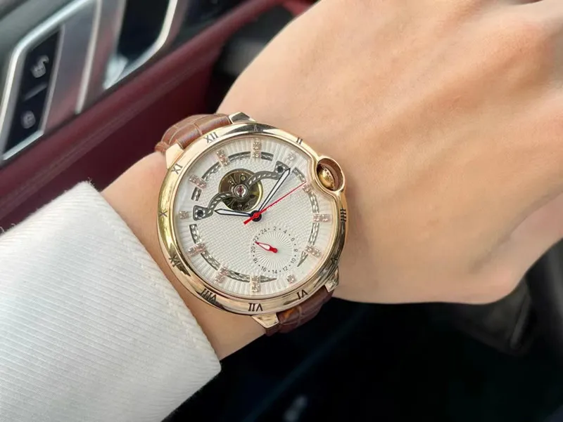 Szlachetny zegarek mężczyzn 44 mm w pełni automatyczny ruch mechaniczny 316L Cage ze stali nierdzewnej importowany pasek zegarków z