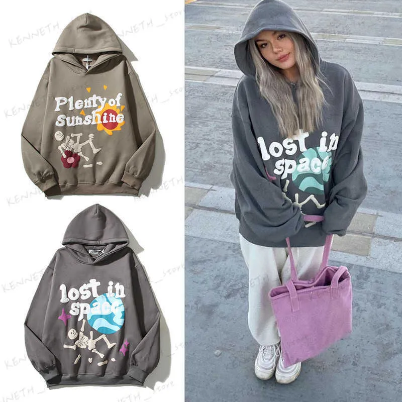 Heren Hoodies Sweatshirts High Street Paren 'Small Crowd Graffiti Foam Letter Print Hooded Sweater Coat T230322