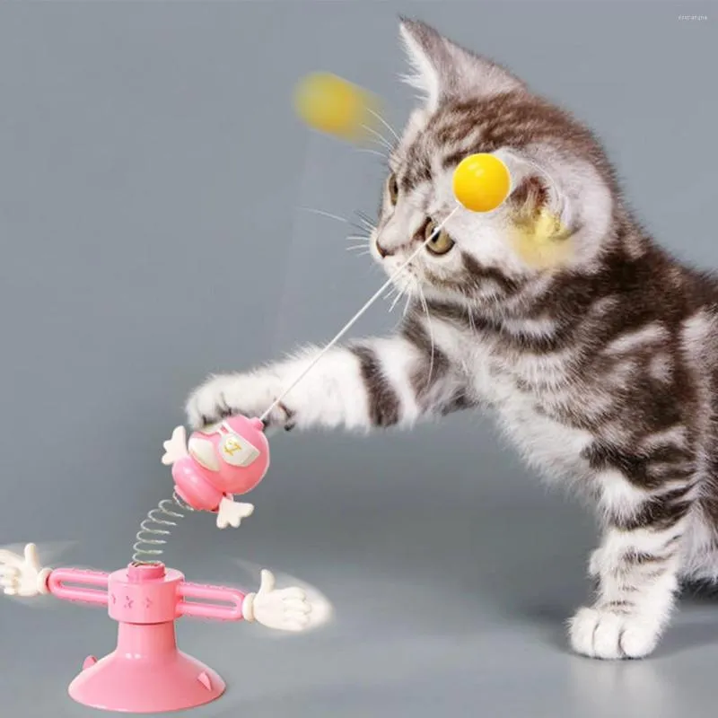 猫のおもちゃのおもちゃスピニング風車スプリングタンブラー面白いボールインタラクティブフェザースティックパズルトレーニングペット用品