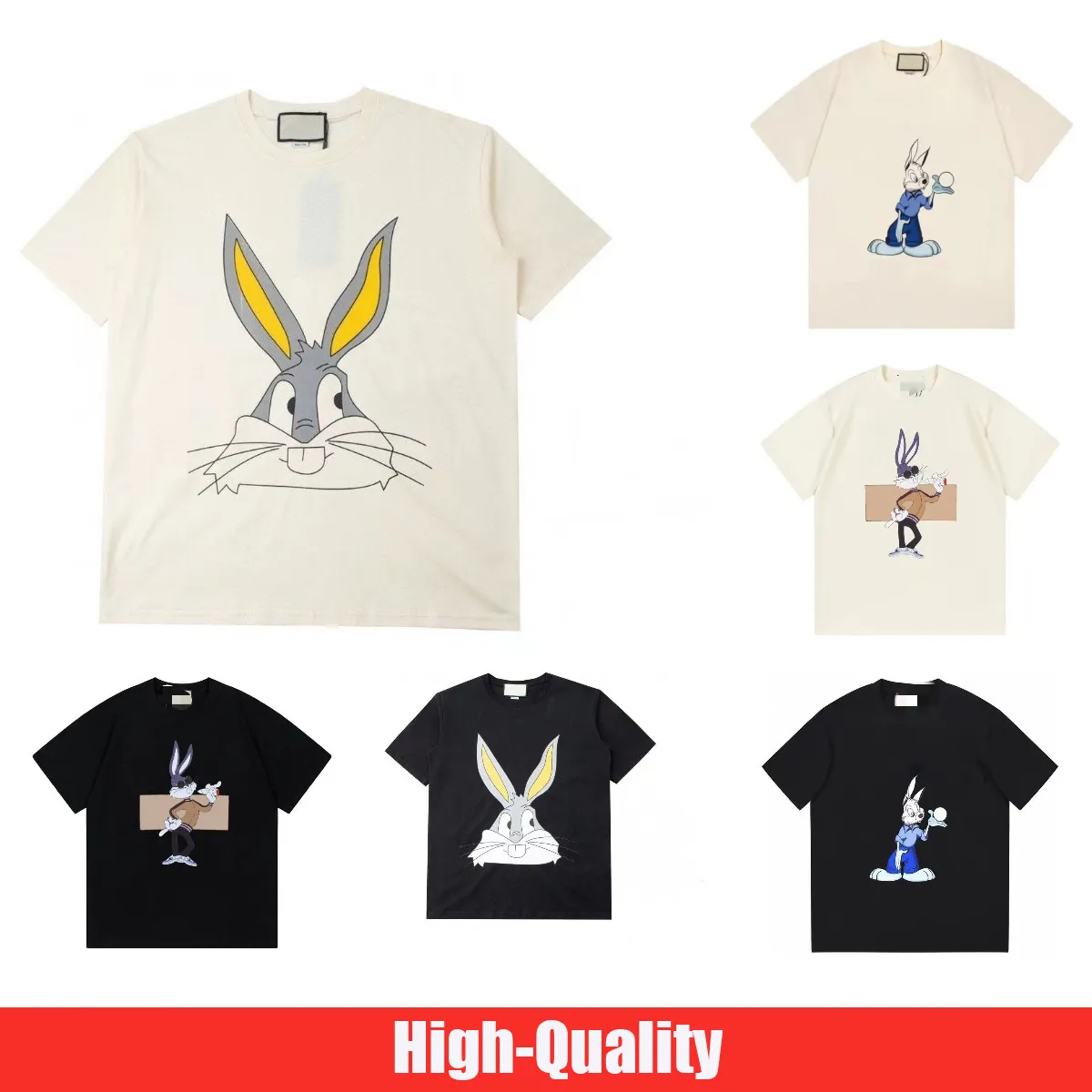 2023 Novo designer de moda masculina camiseta verão rabbit animal tshirt feminino de manga curta Roul Round Cot de camiseta de algodão casual Tops Roupas