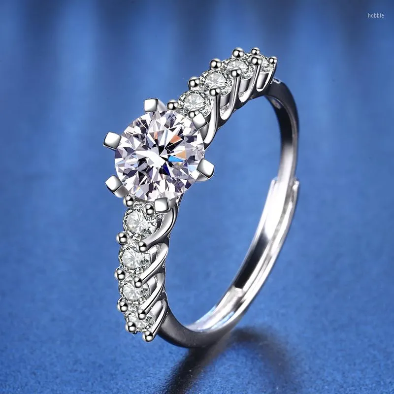 Anelli a grappolo Gioielli in argento sterling S925 2023ins Galassia del vento freddo Anello in moissanite a sei artigli Design di nicchia femminile Senso Apertura regolabile