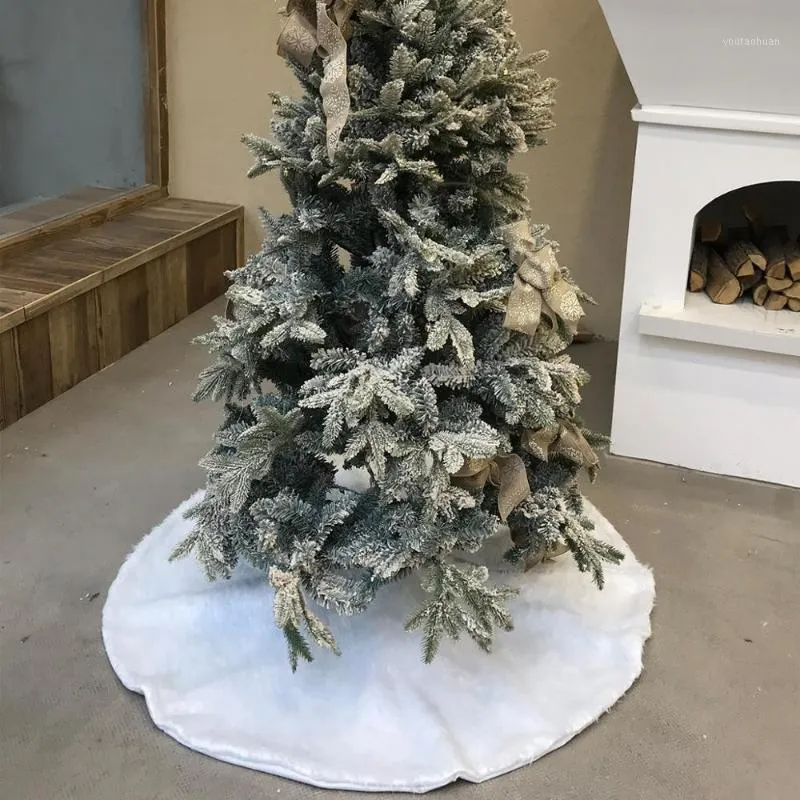 Decoraciones navideñas 78/90/122cm franela blanca bordada copo de nieve árbol falda astilla oro año decoración del hogar Tool1