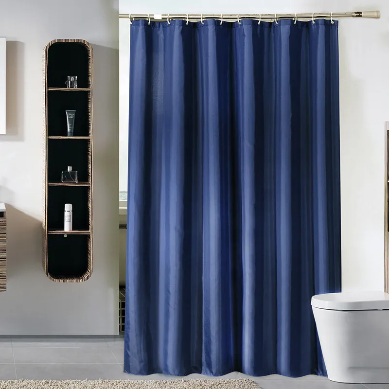 Shower Curtains Solid Color Shower Curtains Blue Bath Curtain Bathroom High Quality Comfortable Waterproof with 12pcs Plastic Hooks 230322