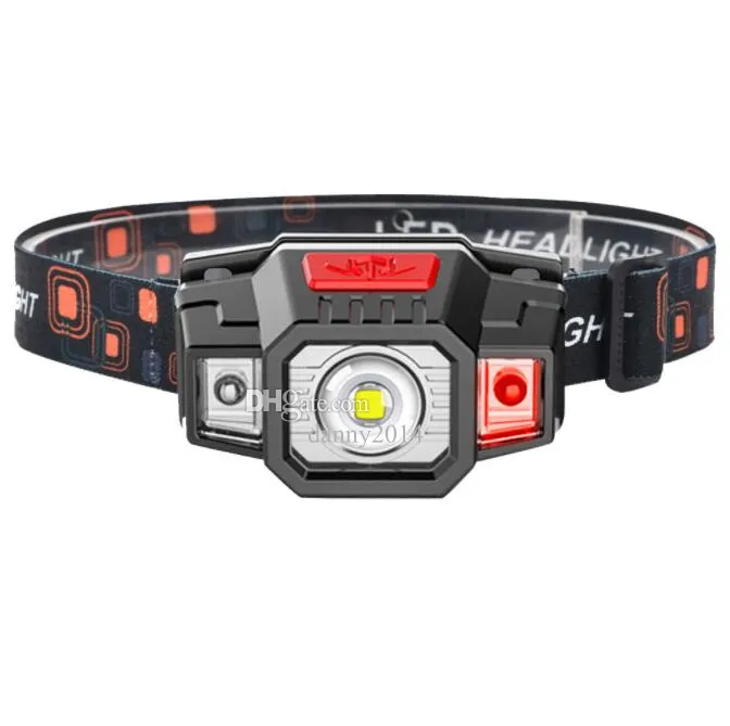 Mini Rechargeable 3 LED Headlamp Body Motion Sensor Headlight brightest Running Headlamps Outdoor Hiking Camping Head Light Torch Lamp With Battery