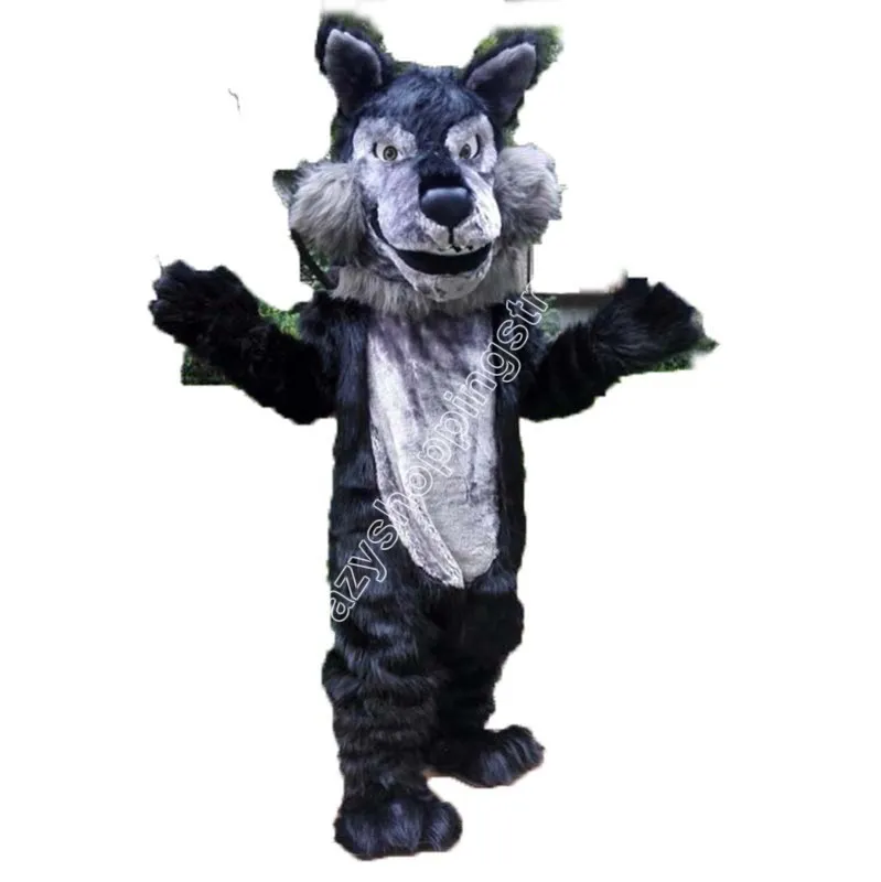 Vendite calde Black Wolf Mascot Costumi Tema Cartone animato Abbigliamento per mascotte per liceo mascotte