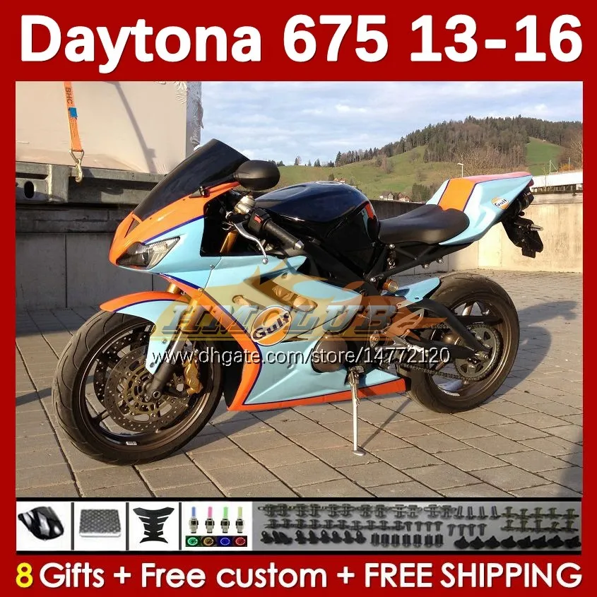Motorcykelmässa för Daytona 675 675R 2013 2014 2015 2016 Bodywork 166no.109 Daytona675 Body Daytona 675 R 13 14 15 16 2013-2016 OEM Moto Fairings Cyan Stock