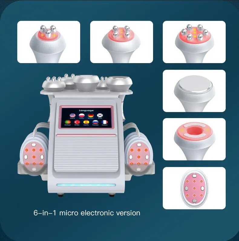 Nieuwe afslanke ultrasone 80K cavitatie RF vacuümmassage afslankmachine 6 in 1 radiofrequentie gezichtshef vacuüm schoonheidsmachine