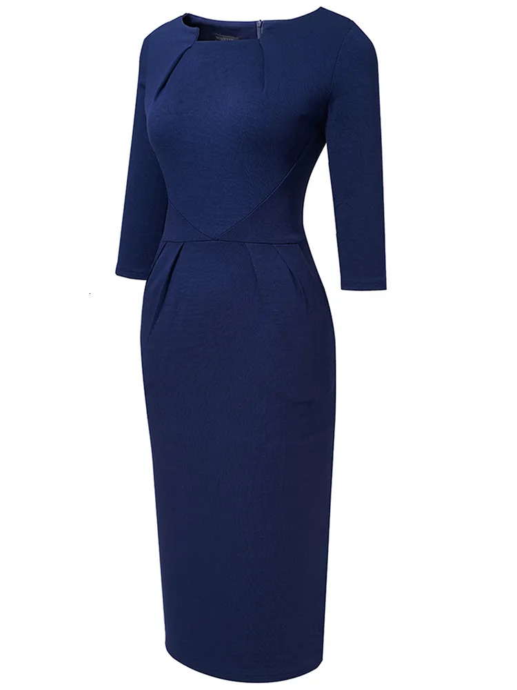 Autumn Elegant Vintage Bodycon Dress for Women - Nice-Forever Party & Business plus size office wear (B725 230322)