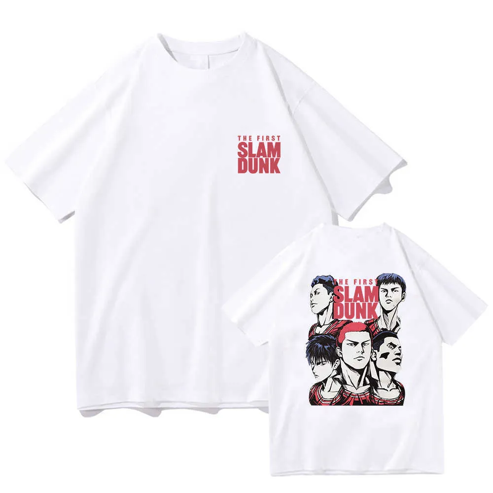 Mens Anime The First Slam Dunk Graphic T-Shirt Short Sleeve V-Neck