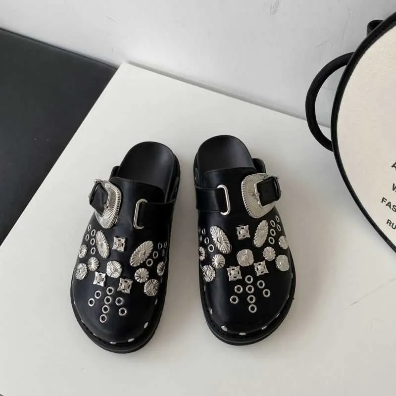 slippers Retro Belt Buckle Thick-Sole Women's Shoes Handmade Big Head Doll Shoes PU Leather Tassel Mori Girl Literary Flats Casual Shoes