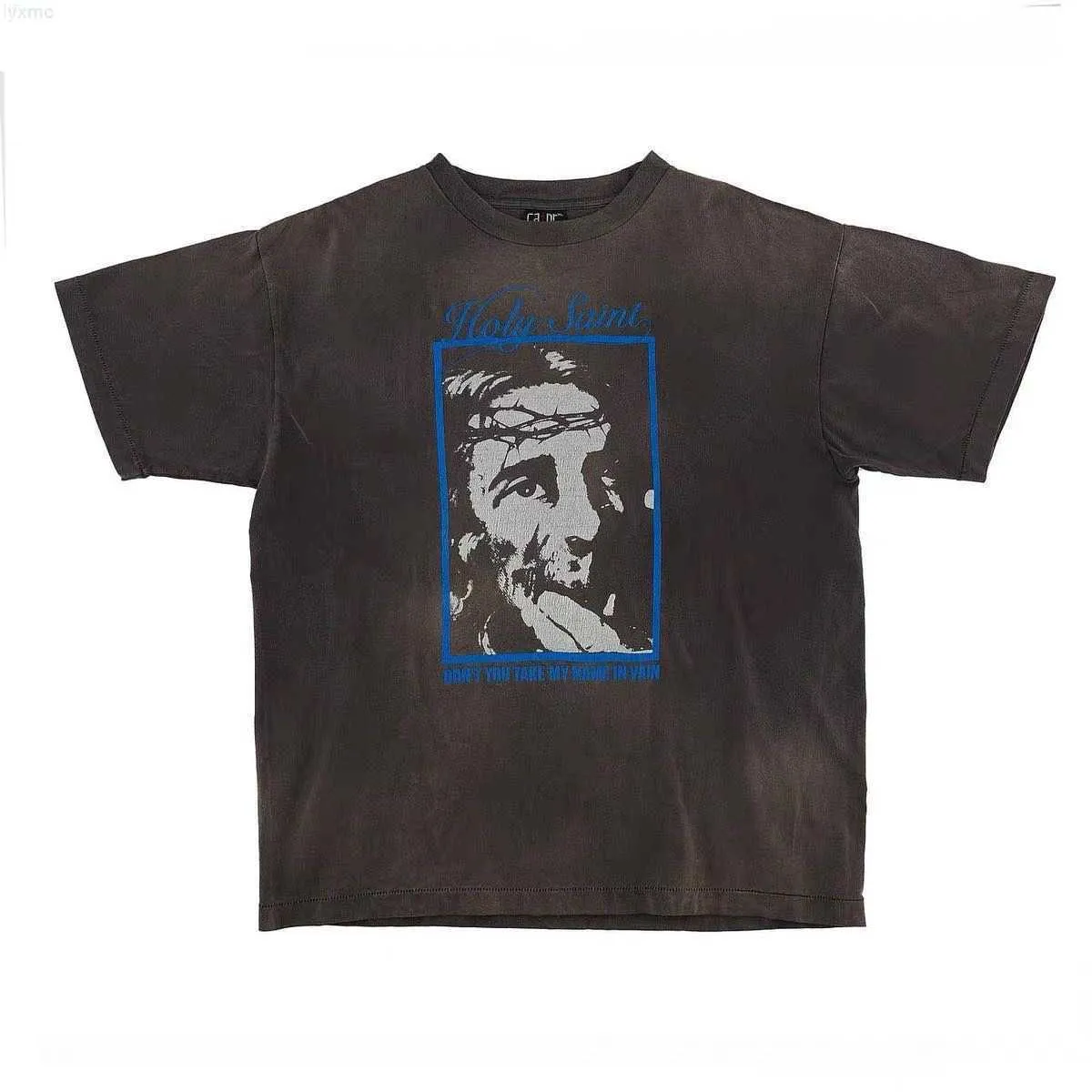 T-shirt da uomo Saint Michael Vintage Religioso Distressed e T-shirt a maniche corte casual allentata da donnaRPLZ
