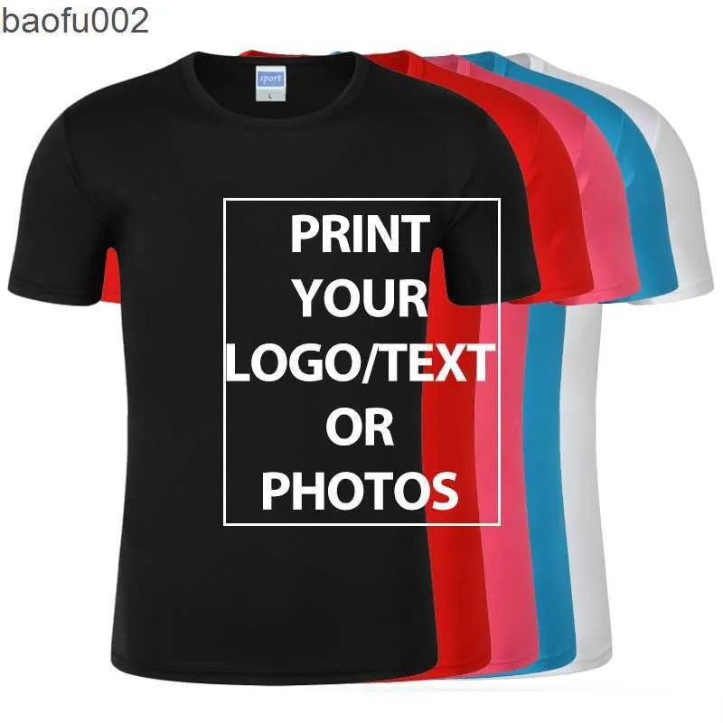 T-shirt da uomo 100% poliestere Disegna le tue magliette Stampa di immagini di marca T-shirt personalizzata Taglie forti T-shirt casual Personalizza abbigliamento W0322