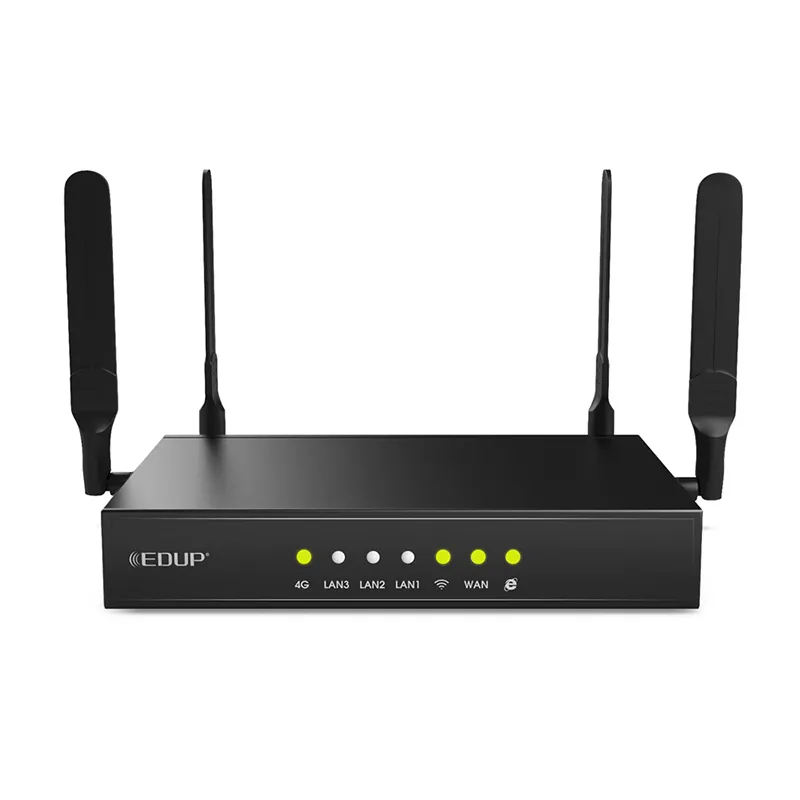 EDUP WLAN-Router Drahtloser industrieller 4G-WLAN-Dongle 300 Mbit/s mit SIM-Steckplatz 4 Antennen 3 dBi High Gain 802.11 b/g/n PPTP L2TP VPN