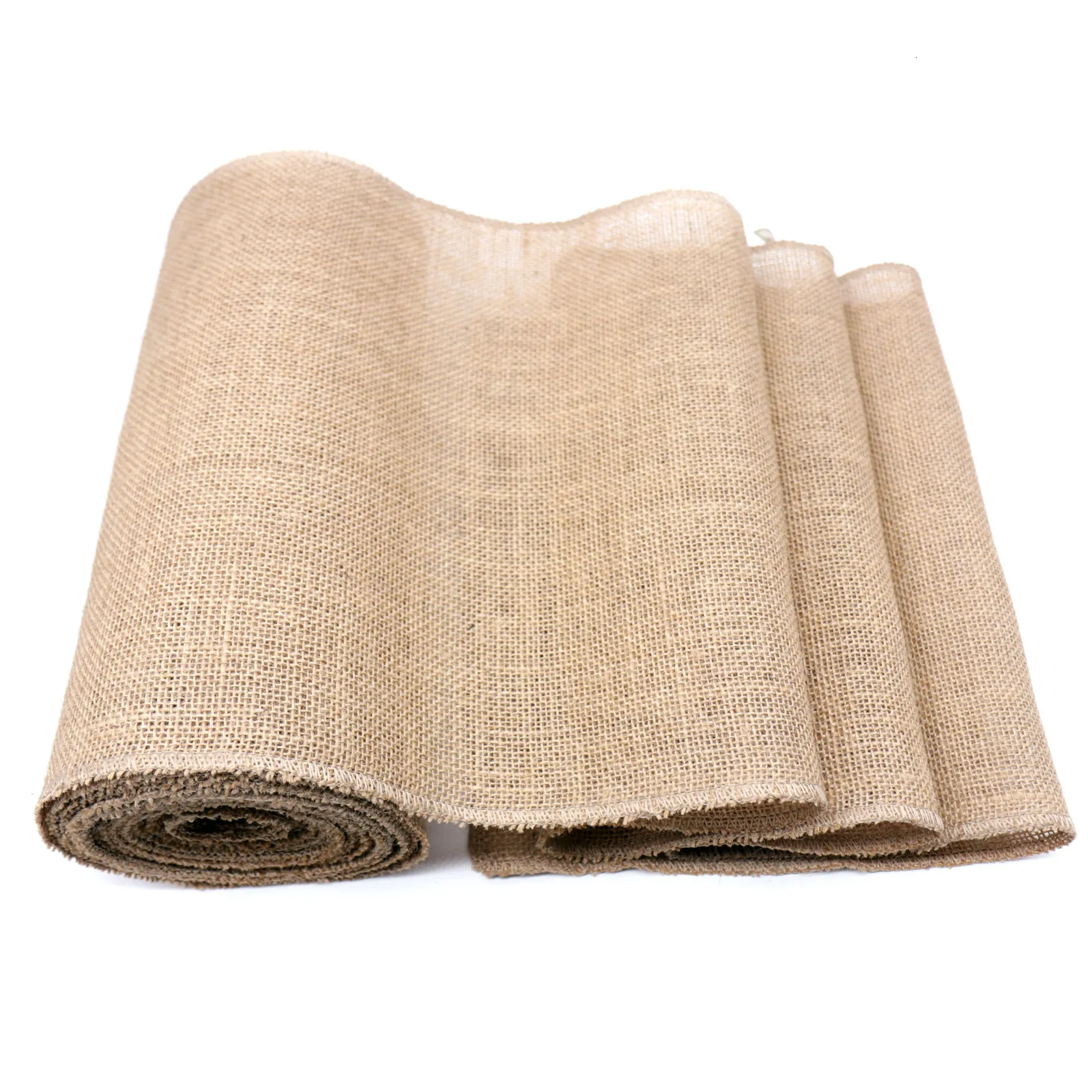 Bordslöpare 1st 30 cm*10m Rustik Country Wedding Party Decorations Table Runner Burlap Natural Jute Linen For Table Decor Home Table Tyg 230322