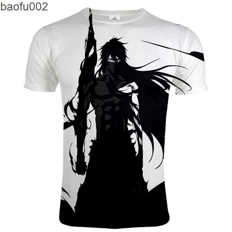 Mens T-shirts anime blekmedel tryckt 3D-t-shirt män kvinnor avslappnad o-hals kort ärm t skjortor mode harajuku streetwear hip hop tee tops w0322