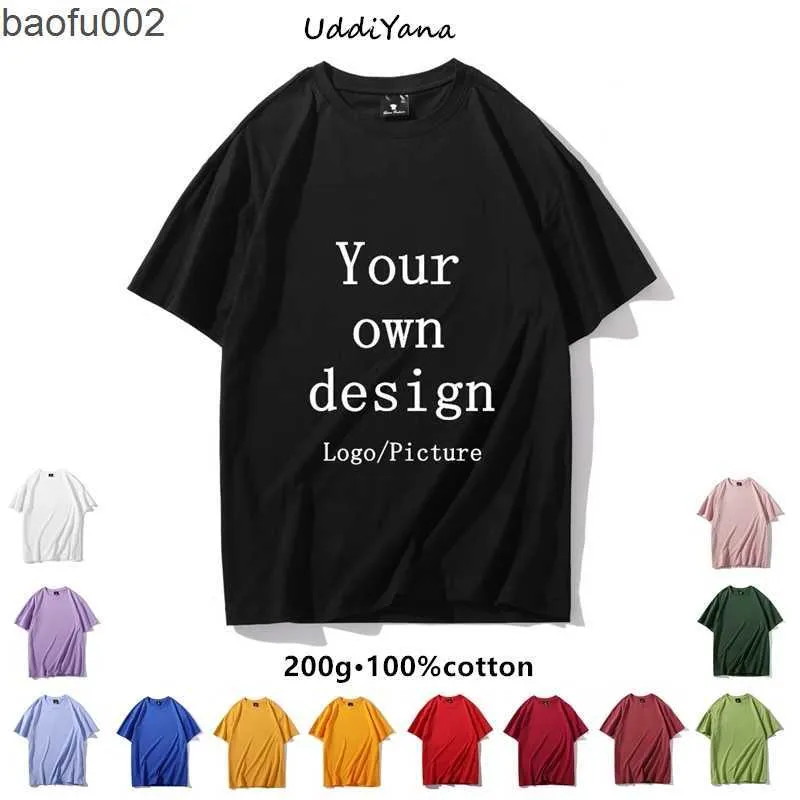 Heren T-shirts Op maat gemaakt T-shirt 100% katoen Kwaliteit Mode Dames/Mannen Top Tee DIY Uw eigen ontwerp Merk Print Kleding Souvenir Teamkleding W0322