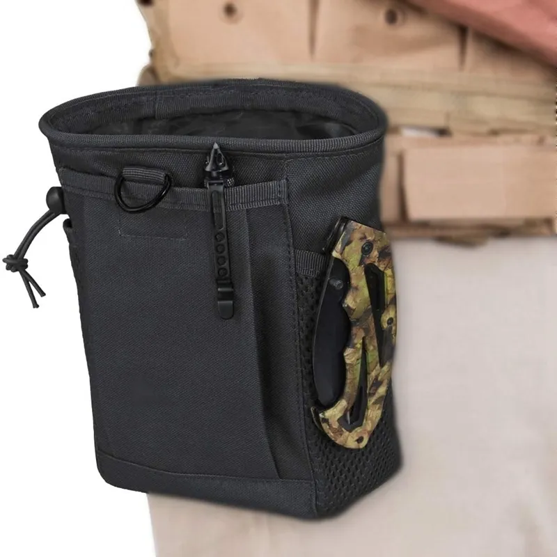 Outdoor Bags Tactical Molle Drawstring Magazine Dump Pouch Adjustable Military Utility Belt Fanny Hip Holster Bag Ammo 230322