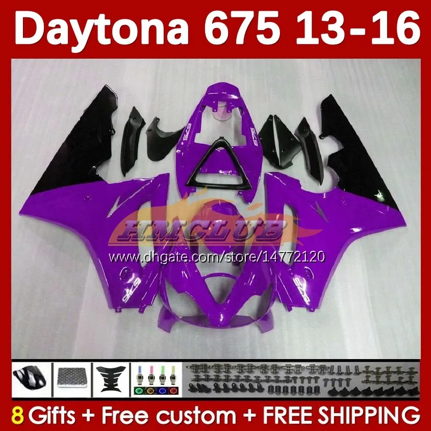 OEM Fairings Kit för Daytona 675 675R 13 14 15 16 2013 2014 2015 2016 Moto Bodyworks 166no.93 Daytona675 Body Daytona 675 R 2013-2016 Motorcykelmässa Purple Black Black