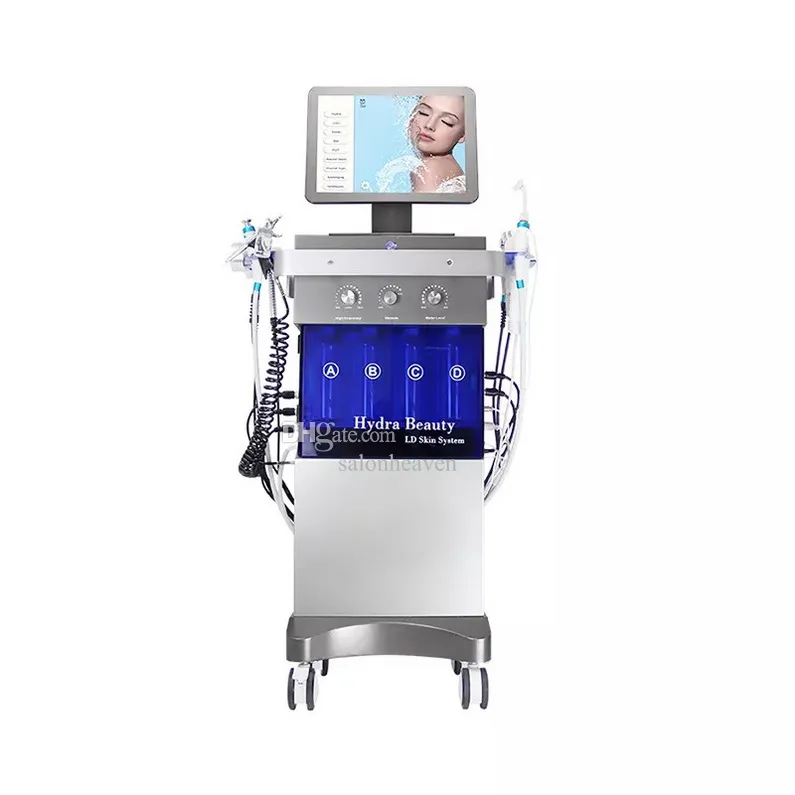 10/12/14 in 1 Hydro Dermabrasionsmaschine Mikrodermabrasion Hauthebevorrichtung Hochfrequenzgesichts -Spa Ultraschall Biowasser Dermabrasion Feuchtigkeitscreme Maschine