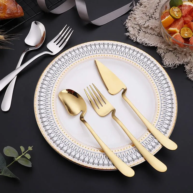 Conjunto de utensílios de jantar Gold Set 304 Aço inoxidável Tabela de mesa criativa pendurada na parede montada na parede de talheres de faca de faca de faca