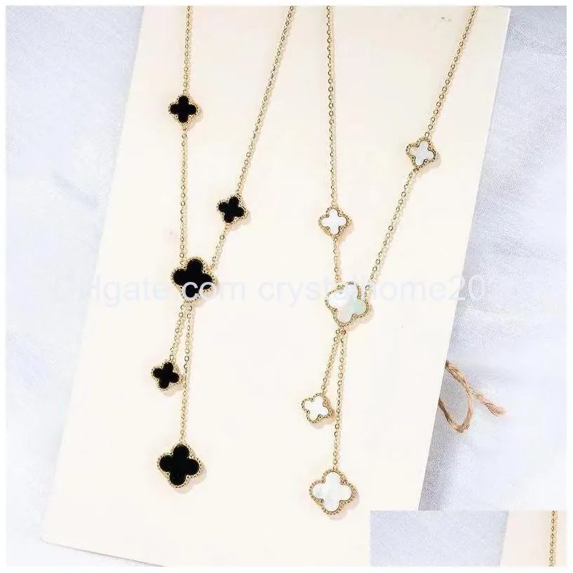 double side clover pendant necklace handmade luxury jewelry for women gift