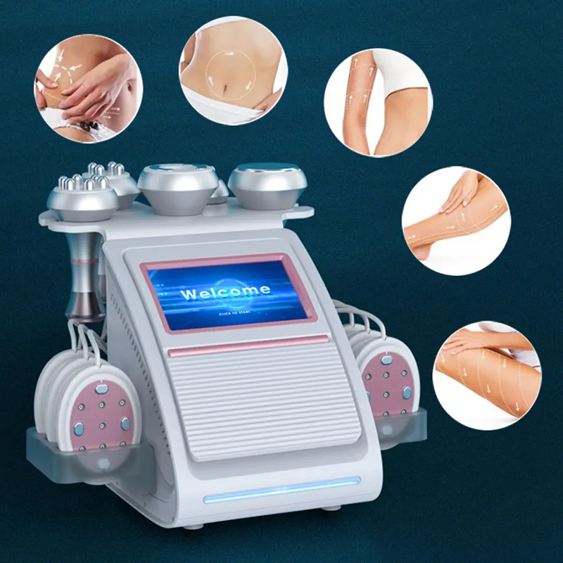 New 6 IN 1 Slimming Machine 80KHZ Cavitation Vacuum RF EMS Laser Lipo Ultrasonic Multipolar Radio Frequency Body Tightening Skin Lifting