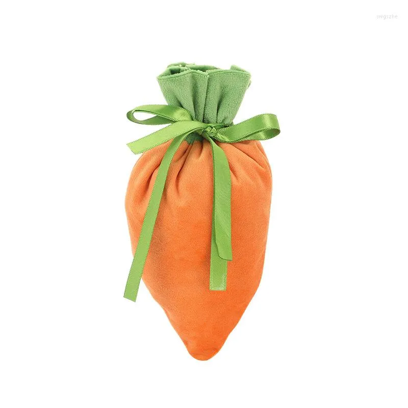 Emballage cadeau 10/20 pièces sac de carotte de pâques fête bonbons velours sacs en tissu pour Biscuit Snack Cookie décor Orange