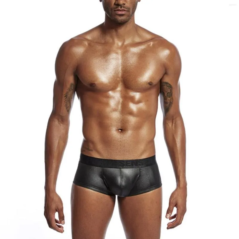 Mens Glossy Patent Leather Boxer Mens Leather Briefs With Bulge Pouch Low  Rise Shorts For Swimwear, Beachwear And Swimming Trunks From Peanutoil,  $8.12
