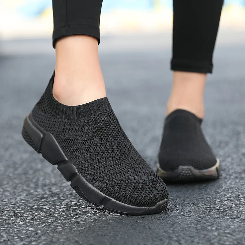 Knitted Sock Sneakers: Women's Slip-On Flats Lightweight Walking Shoes,  Ladies Sneakers Amazon Shop Now!