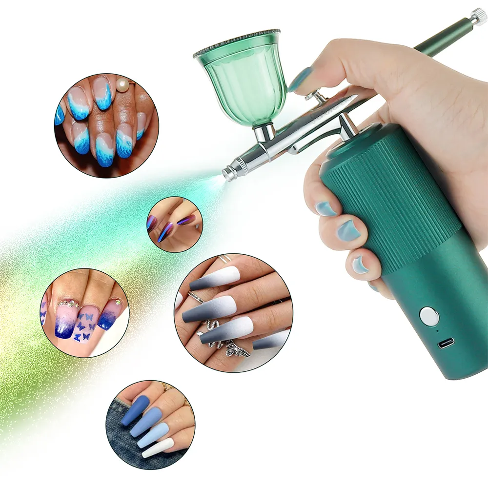 Airbrush Tattoo levererar 0,3 mm Airbrush Air Compressor Nano Mist Spray Gun Hud Hydrating Användning för nagelkonst Tool Cake Målning Hantverk Målning DIY TSHIRT 230323