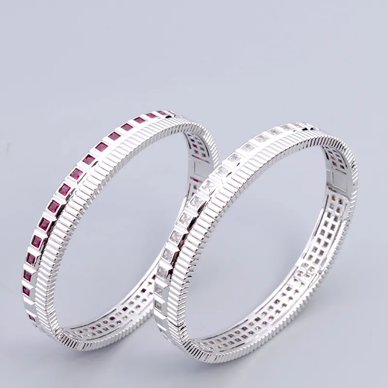 Couple carré diamant bracelet bracelet argent designer bracelet Gear bijoux femme ensemble amour femmes hommes couple bracelets bijoux chaînes cadeaux de fête filles de mariage en cuivre