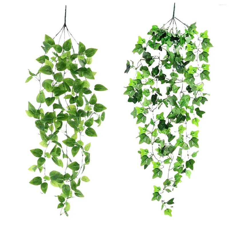 Decorative Flowers Artificial Hanging Vines Fake Plants Ivy Leaves Green Plant Leaf Garland Garden Flower Wall Decor