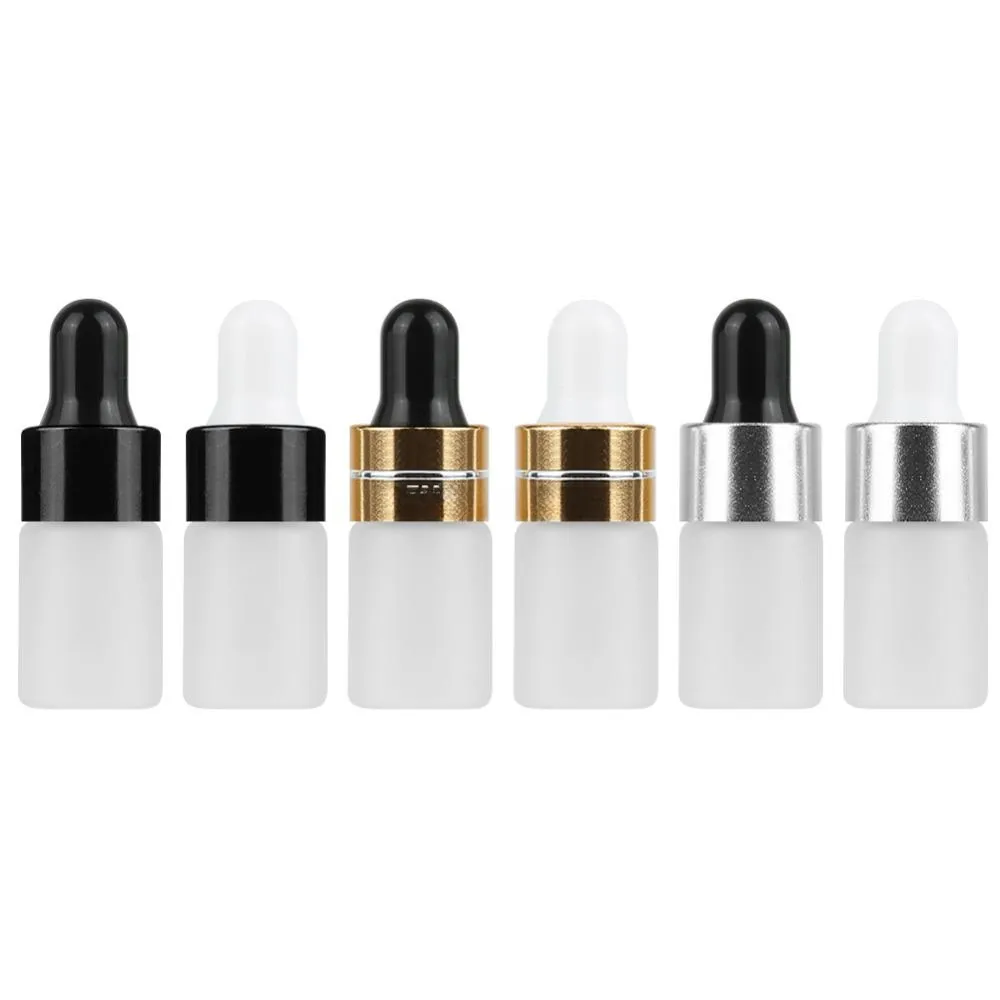 1 2 3 ML Mini Translucent Frosted Glass Dropper Bottle Sample Vial Jar Cosmetic  Oil Bottle Container with Glass Eye Droppe