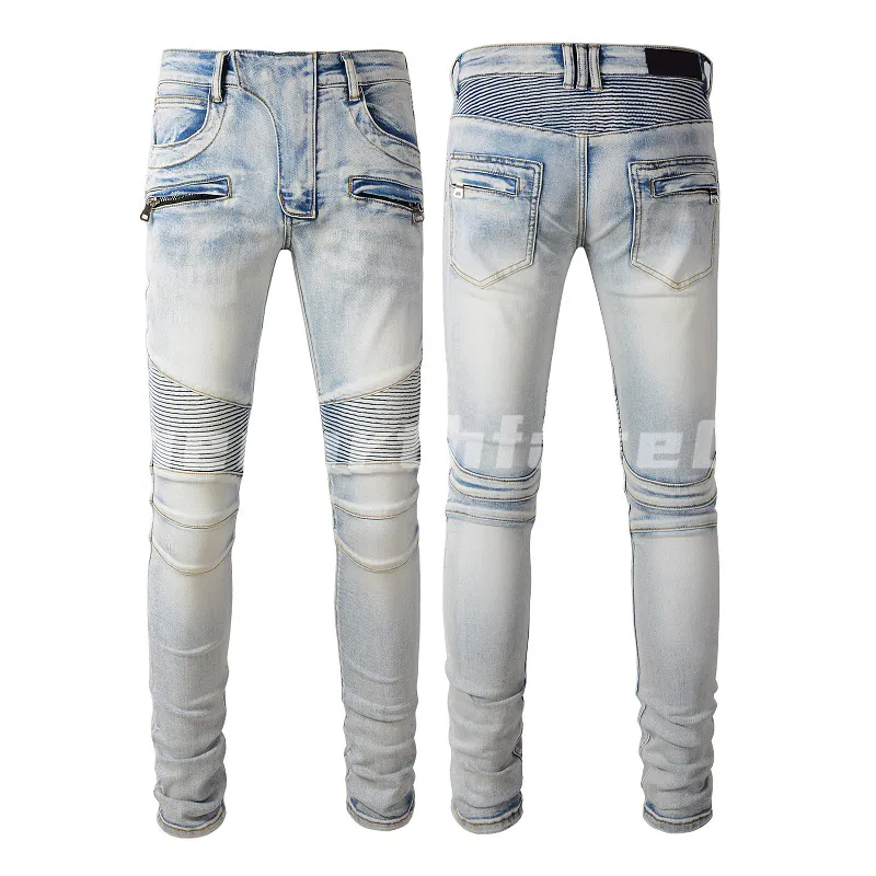 Estilo de París Moda Jeans para hombre Pantalones de mezclilla ligeros de verano simple Diseñador de gran tamaño Casual Sólido Clásico Jean recto para Ma308m